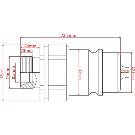 SZYBKOZŁĄCZE HYDRAULICZNE DŁUGIE EURO WTYCZKA M14